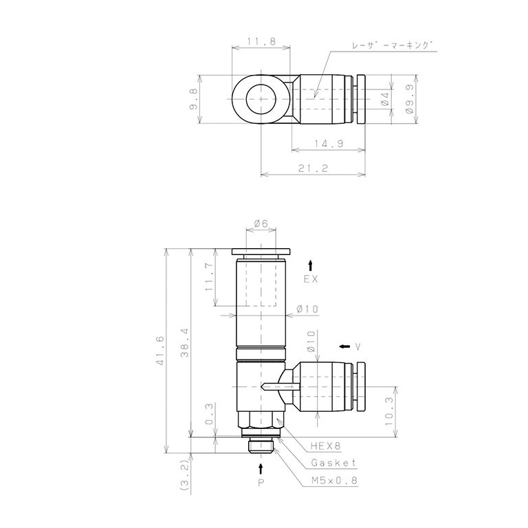 Bản vẽ kỹ thuật Bộ Tạo Chân Không Dòng VH - VS (-S3 Spec.) Pisco VHH05-4M5J-S3