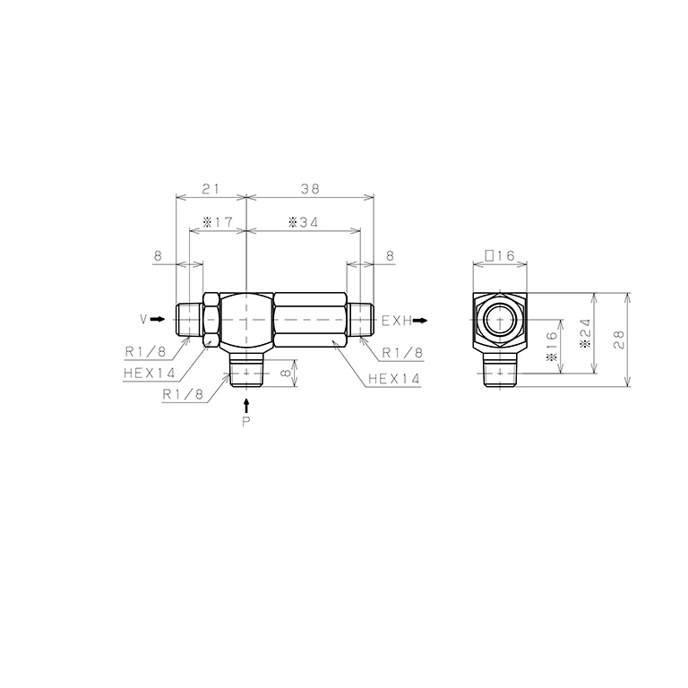 Bản vẽ kỹ thuật Bộ Tạo Chân Không Dòng VRL Pisco VRL50-010101