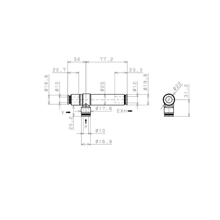 Bản vẽ kỹ thuật Bộ Tạo Chân Không Dòng VRL Pisco VRL100-101012