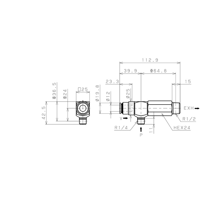 Bản vẽ kỹ thuật Bộ Tạo Chân Không Dòng VRL Pisco VRL200-120204