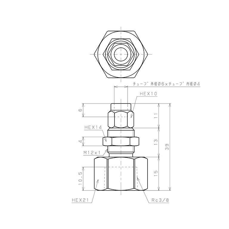 Bản vẽ kỹ thuật Đầu Ngạnh Nối Ống Có Đai Ốc Xiết Dạng Lắp Vách Ren Trong Pisco NKMF0640-03