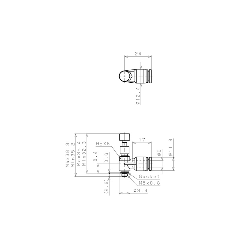 Bản vẽ kỹ thuật Van Điều Chỉnh Áp Suất Khí Nén Pisco JPC6-M5