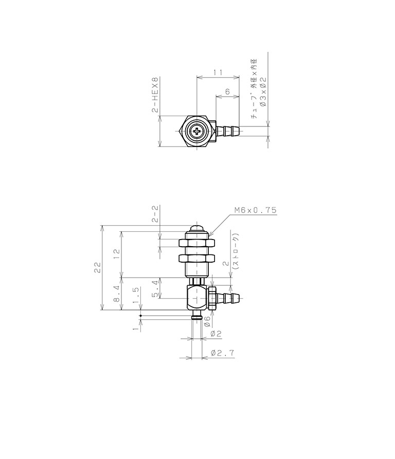 Bản vẽ kỹ thuật Bộ Nấm Hút Chân Không Và Giá Đỡ, Silicone, O.D 1.5 mm, Pisco VPMD1.5-2RMS-3B