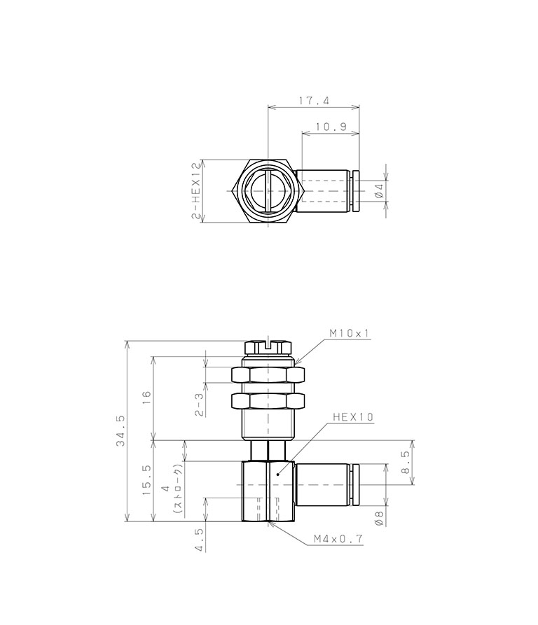 Bản vẽ kỹ thuật Bộ Nấm Hút Chân Không Và Giá Đỡ, Cao Su Nitrile - NBR, O.D 10 mm, Pisco VPMD10-4LN-4J