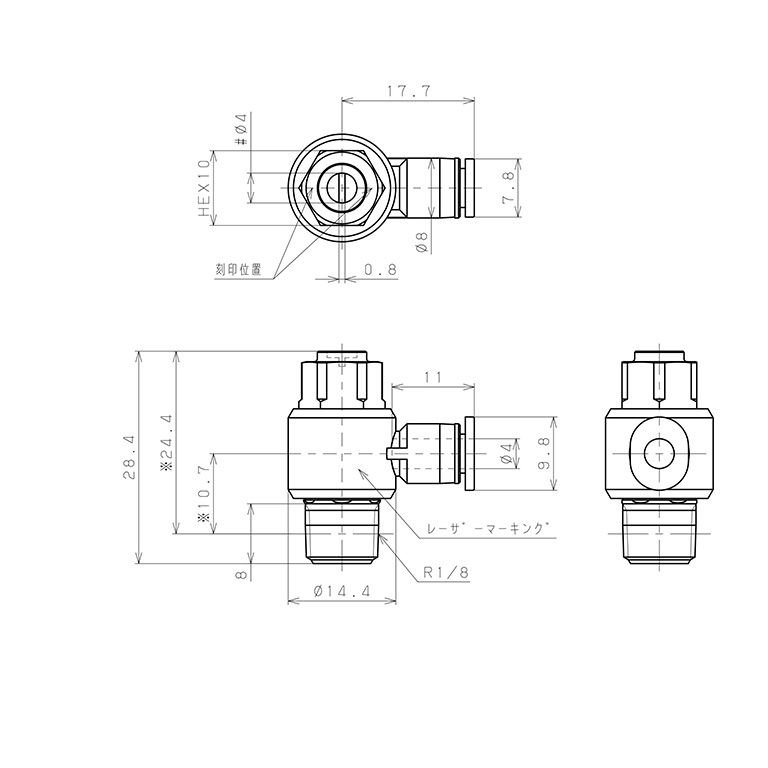 Bản vẽ kỹ thuật Van Tiết Lưu Khí Nén Đầu Vít Dẹp Pisco JSDC4-01BW