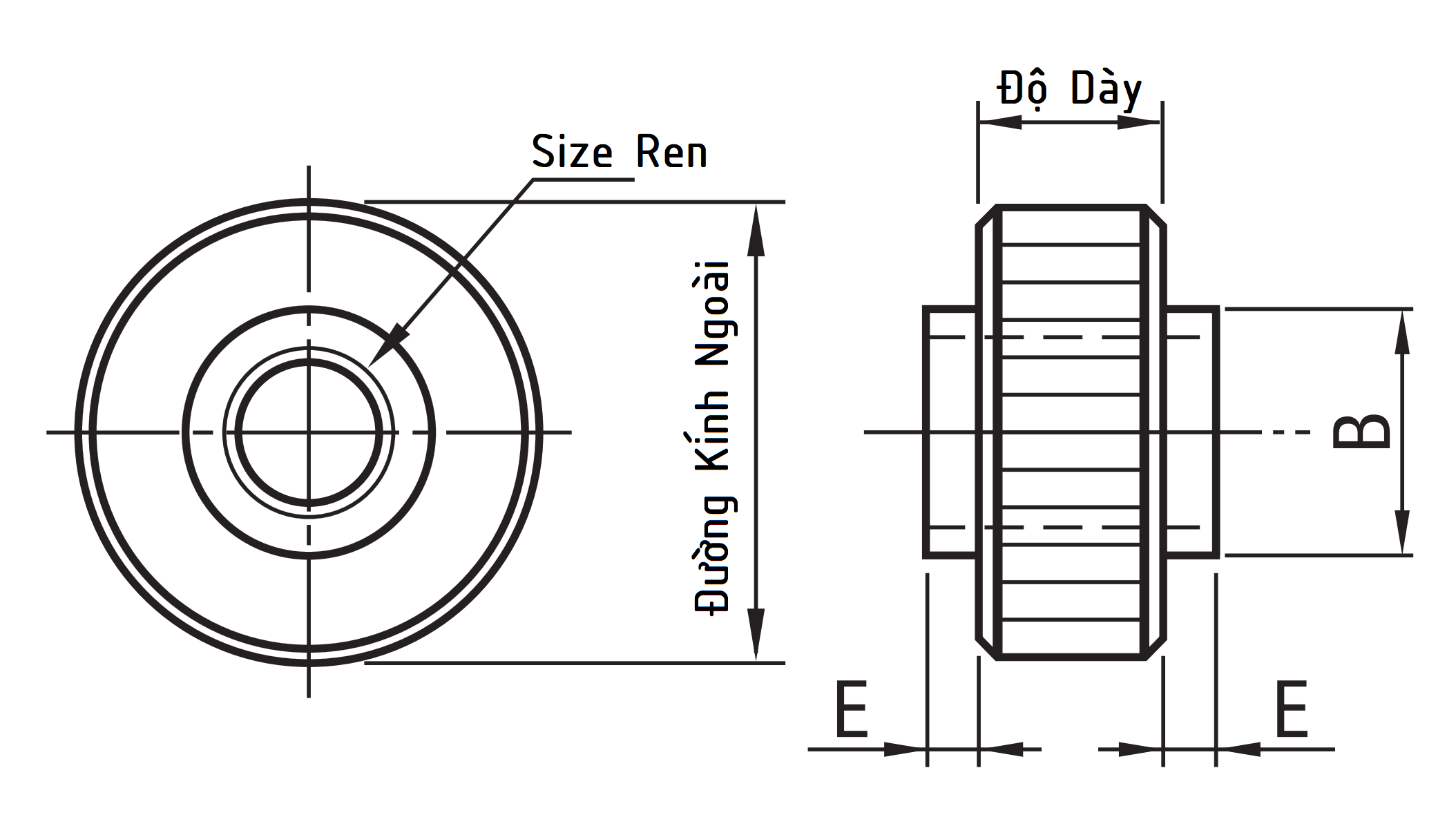 Bản vẽ kỹ thuật Tán Đầu Có Khía FRNT10-36-10
