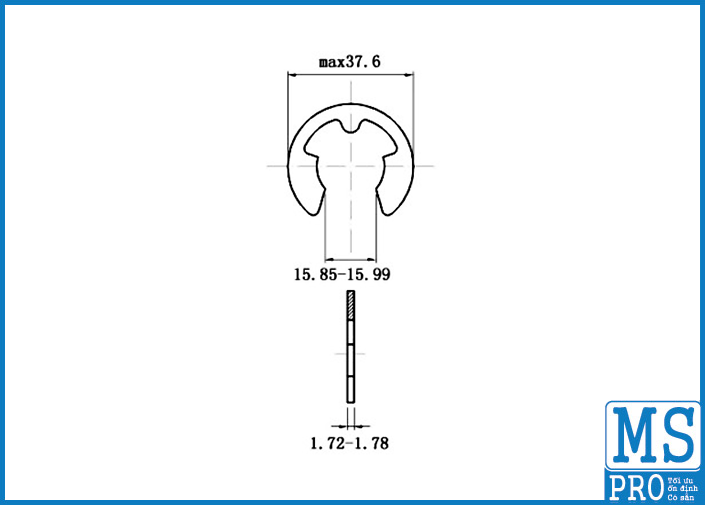 Bản vẽ kỹ thuật Phe Gài Trục Chữ E Thép DIN6799 D19