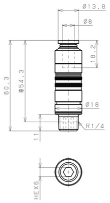 Bản vẽ kỹ thuật Bộ Đầu Nối Nhanh Ống Dẫn Điều Khiển Nhiệt Độ Khuôn Đúc Dạng Thẳng, Có Van Tự Ngắt Pisco ASC10-802