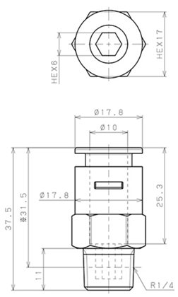 Bản vẽ kỹ thuật Đầu Nối Nhanh Khí Nén Dạng Thẳng Thân Lục Giác Ren Ngoài Pisco APC10-02-TP-C