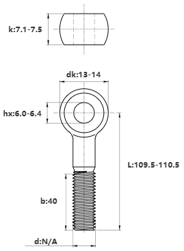 Bản vẽ kỹ thuật Bulong Mắt Inox 304 M8x110 (Lửng)
