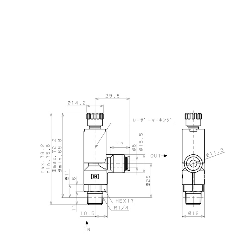 Bản vẽ kỹ thuật Van Chỉnh Áp Suất Khí Nén Loại Khóa Đẩy Pisco RVCP6-02