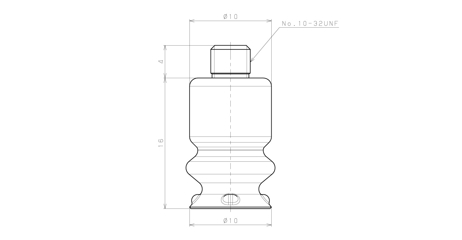 Bản vẽ kỹ thuật Bộ Nấm Hút Chân Không Có Vít Ren, Silicone Chứa Bột Inox, O.D 10 mm, Pisco VP10BDMSS3-U10