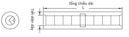 Bản vẽ kỹ thuật Đầu Cosse Nối Thẳng Trần 38 mm2 KST BNT38