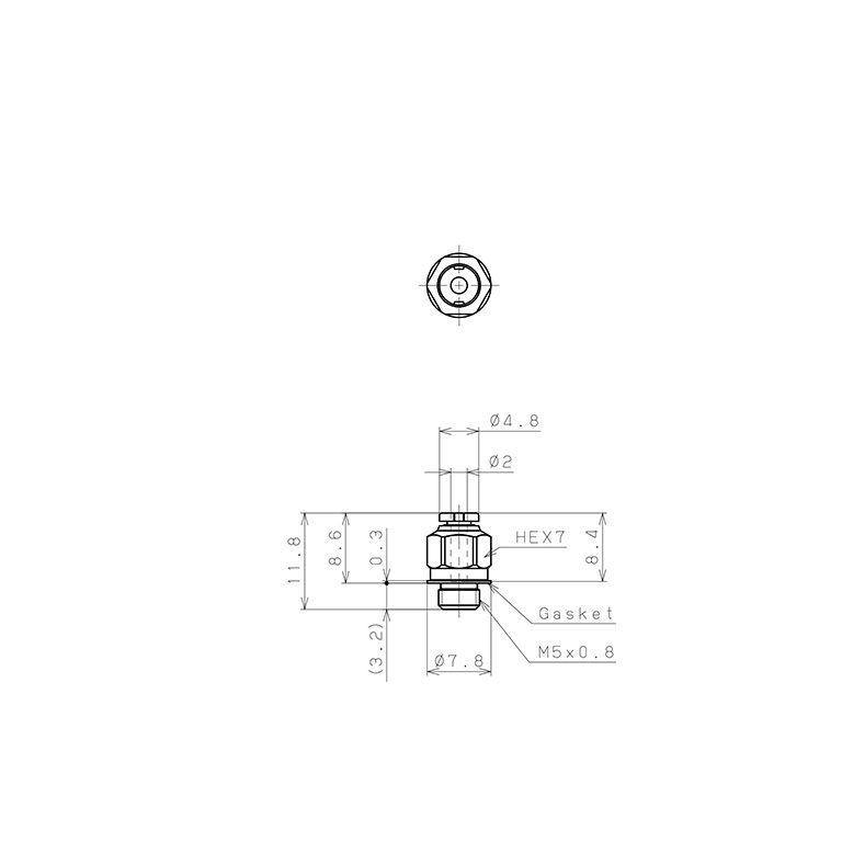 Bản vẽ kỹ thuật Đầu Nối Nhanh Khí Nén Dạng Thẳng Thân Lục Giác Ren Ngoài Pisco PC2-M5MW-C
