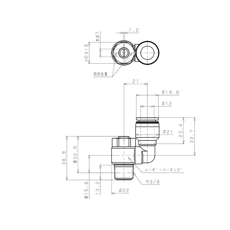 Bản vẽ kỹ thuật Van Tiết Lưu Khí Nén Đầu Vít Dẹp Pisco JSDS12-03B-C