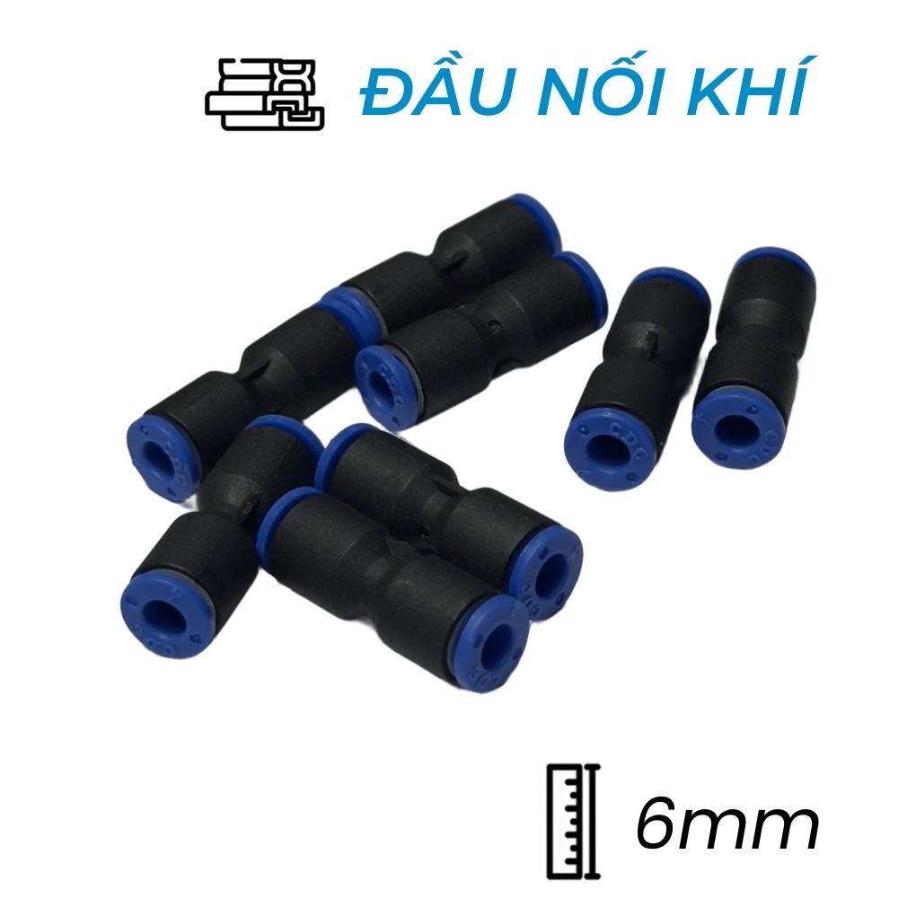 Đầu Nối Nhanh Khí Nén Ø6mm CDC MPUC 06 (Màu Đen)