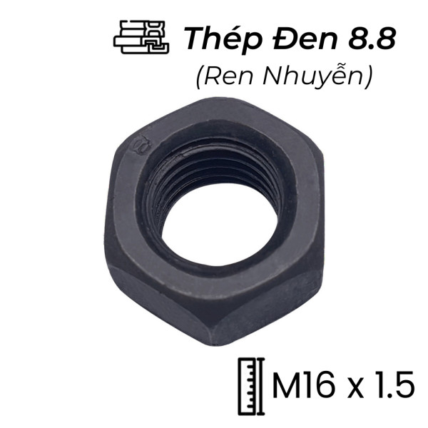 Tán Thép Đen 8.8 DIN934 M16x1.5 Ren Nhuyễn