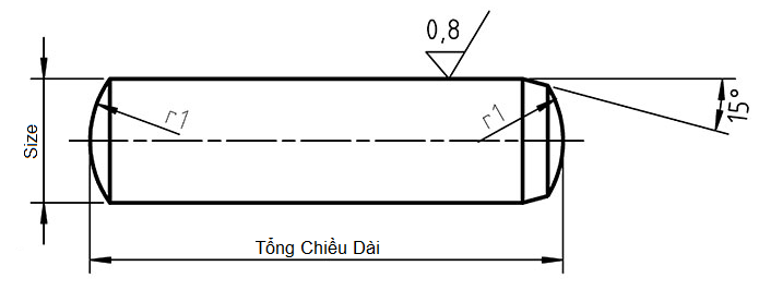 Bản vẽ kỹ thuật Chốt Định Vị Thép SUJ2 DIN6325 D3x8