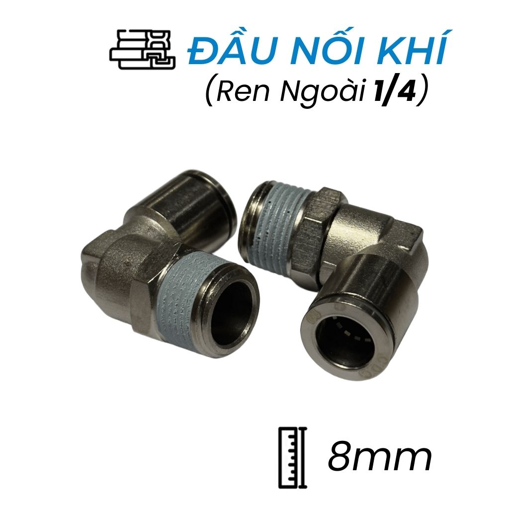 Đầu Nối Nhanh Khí Nén Đồng Cong Ø8mm - Ren Ngoài 1/4" CDC BPL 08R02