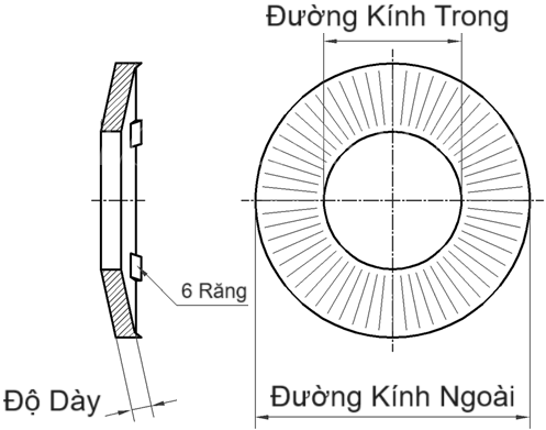 Bản vẽ kỹ thuật Lông Đền Tiếp Xúc Thép Mạ Dacromet SN70093 M8 (Dày 1.4mm)