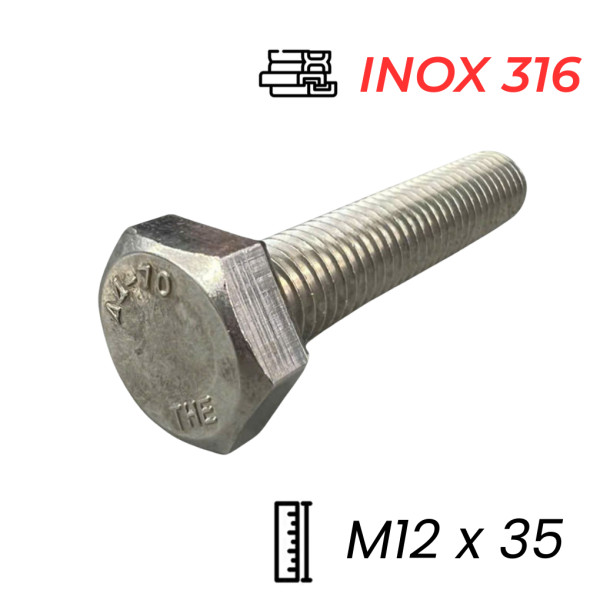 Bulong Inox 316 DIN933 M12x35