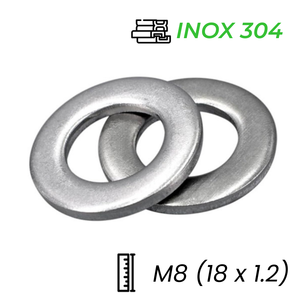 Lông Đền Phẳng Inox 304 JIS M8 (18x1.2)
