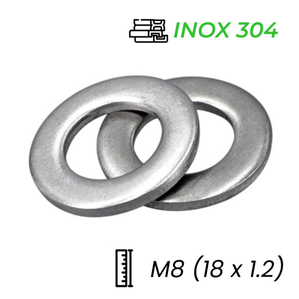 Lông Đền Phẳng Inox 304 JIS M8 (18x1.2)