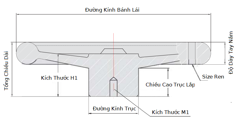 Bản vẽ kỹ thuật Tay Quay Vô Lăng Nhôm Mạ Crom Buyoung ALH-200