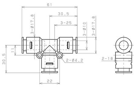Bản vẽ kỹ thuật Đầu Nối Nhanh Khí Nén Chữ T Pisco APE10-N