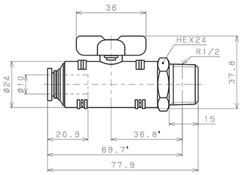 Bản vẽ kỹ thuật Van Bi Khí Nén Inox 304 Pisco BVC60-1004SUS