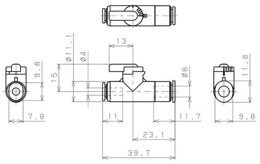 Bản vẽ kỹ thuật Van Bi Khí Nén, Loại Mini Pisco BVG6-4