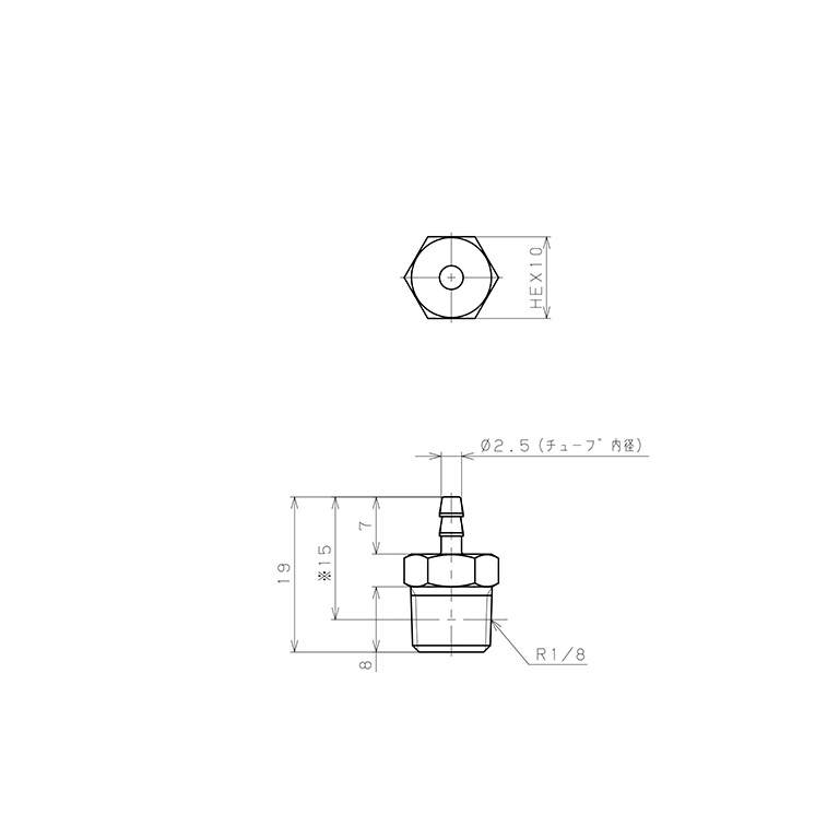 Bản vẽ kỹ thuật Đầu Ngạnh Nối Ống Dạng Thẳng Thân Lục Giác Ren Ngoài Pisco LC-0425-01-C
