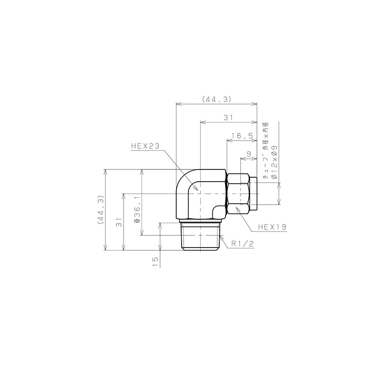 Bản vẽ kỹ thuật Đầu Ngạnh Nối Ống Có Đai Ốc Xiết Dạng Cong 90° Ren Ngoài Pisco NSL1290-04-TP