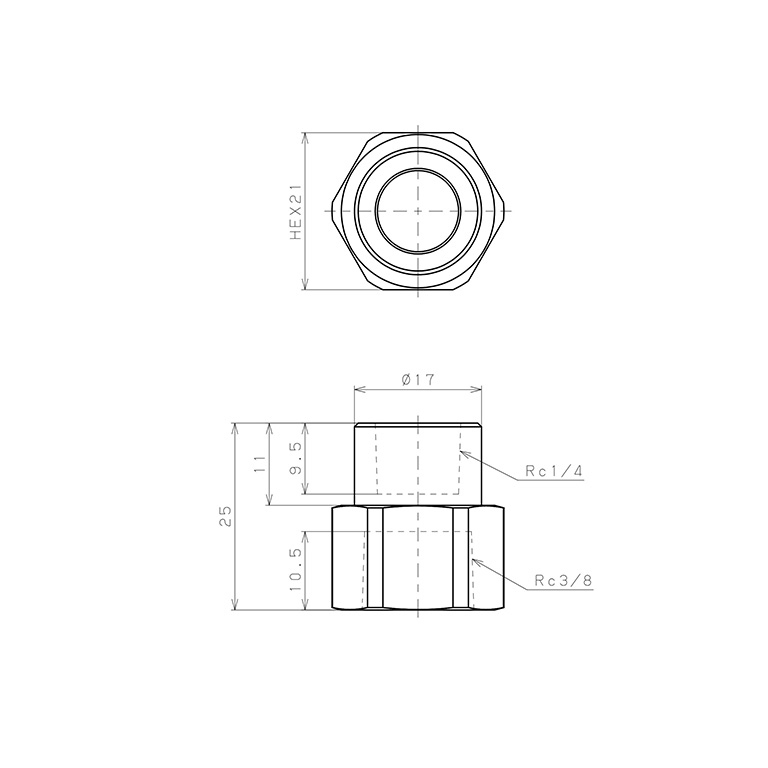 Bản vẽ kỹ thuật Đầu Nối Ren Cái Cái Pisco PFF03-02