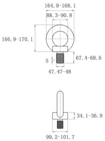 Bản vẽ kỹ thuật Bulong Vòng Thép Mạ Kẽm DIN580 M48x68
