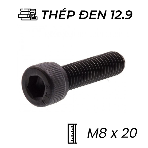 Lục Giác Chìm Đầu Trụ Thép Đen 12.9 DIN912 M8x20