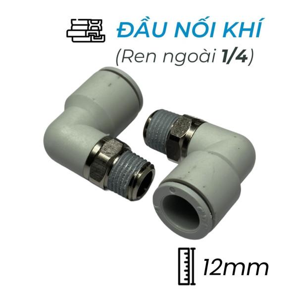 Đầu Nối Nhanh Khí Nén Cong Ø12mm - Ren Ngoài 1/4" CDC MPL 1202N-W (Màu Trắng)