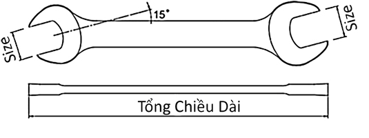 Bản vẽ kỹ thuật Cờ Lê 2 Đầu Miệng 13x17mm Top Kogyo Lx13X17