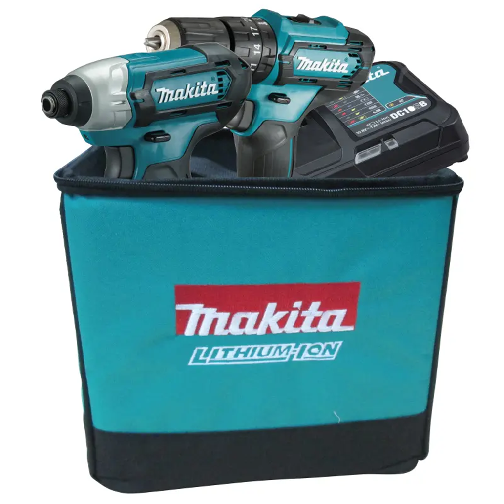 Bộ Sản Phẩm Dùng Pin 12 V Máy Vặn Vít TD110D và Máy Khoan Búa Vặn Vít HP333D Makita CLX228S
