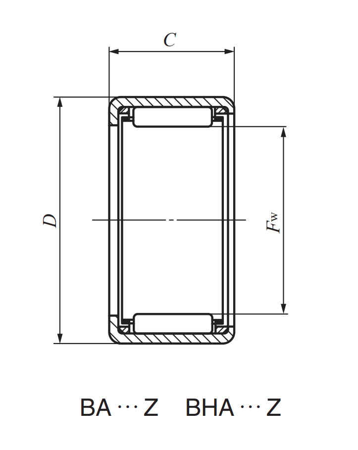 Bản vẽ kỹ thuật Vòng Bi Kim 1/2x11/16 Inch (không nắp trong) IKO BA88ZOH