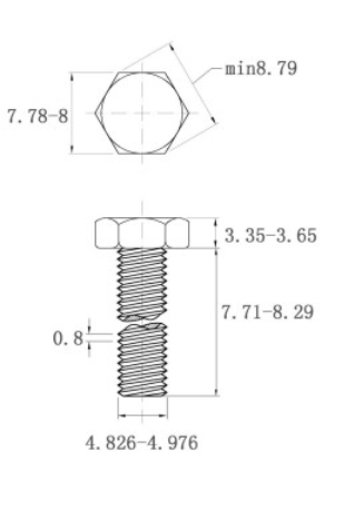 Bản vẽ kỹ thuật Bulong Inox 316 DIN933 M5x8