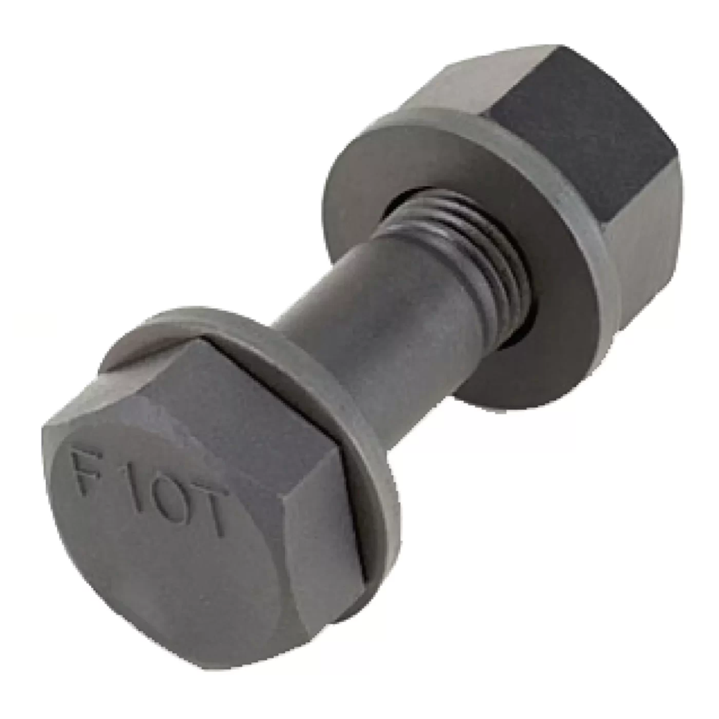 Bulong Cường Độ Cao Thép Đen F10T M16x50 Ren Lửng (1 Tán + 2 Lông Đền)
