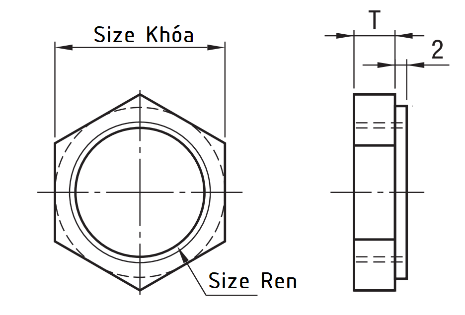 Bản vẽ kỹ thuật Lock Nuts Fine LVNS30