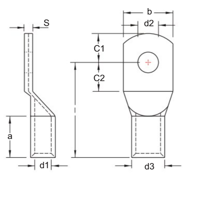 Bản vẽ kỹ thuật Đầu Cosse Đồng Trần 70mm2 KST TLK70-8