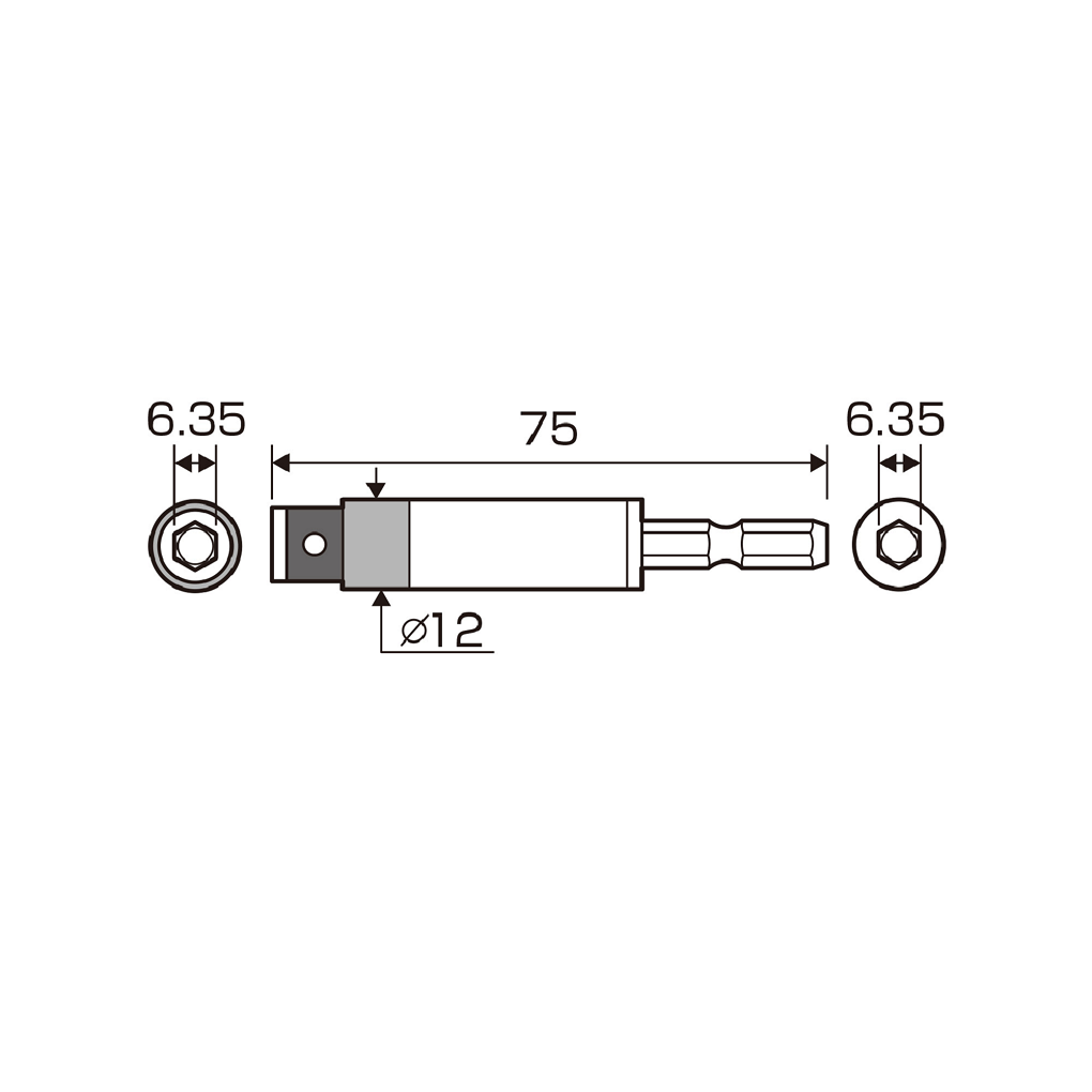 Bản vẽ kỹ thuật Đầu Chuyển Đổi Lực 1/4 inch Siết Anex ATA-M4