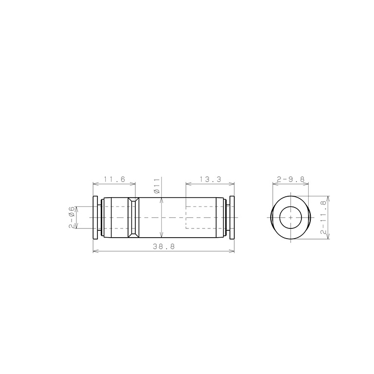 Bản vẽ kỹ thuật Đầu Nối Nhanh Khí Nén Dạng Thẳng Có Van Tự Ngắt Pisco PSU6M