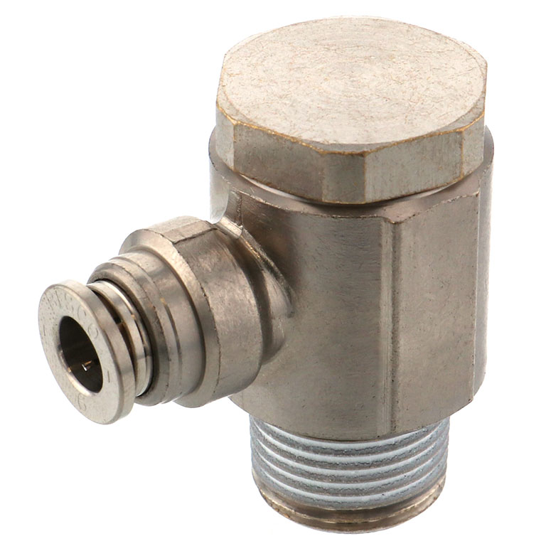 Đầu Nối Nhanh Khí Nén Cong 90° Đầu Lục Giác Trụ Ren Ngoài Pisco KH10-02-1-F