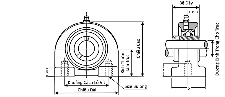 Bản vẽ kỹ thuật Gối Đỡ Vòng Bi UCPA 206 Asahi (d30)