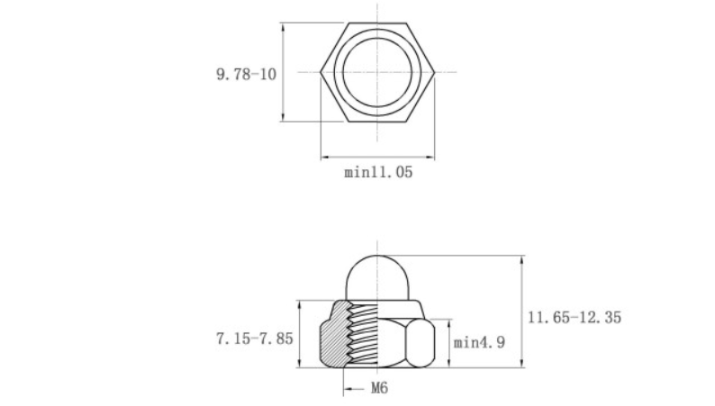 Bản vẽ kỹ thuật Tán Keo Mũ Inox 304 DIN986 M6