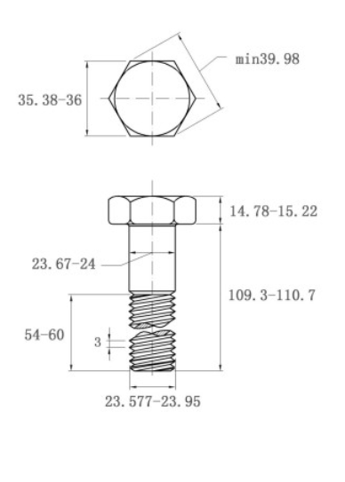 Bản vẽ kỹ thuật Bulong Nhúng Nóng 8.8 DIN931 M24x110 Ren Lửng